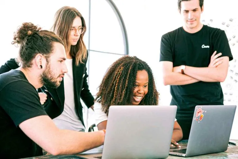 Teams ideating at a hackathon
