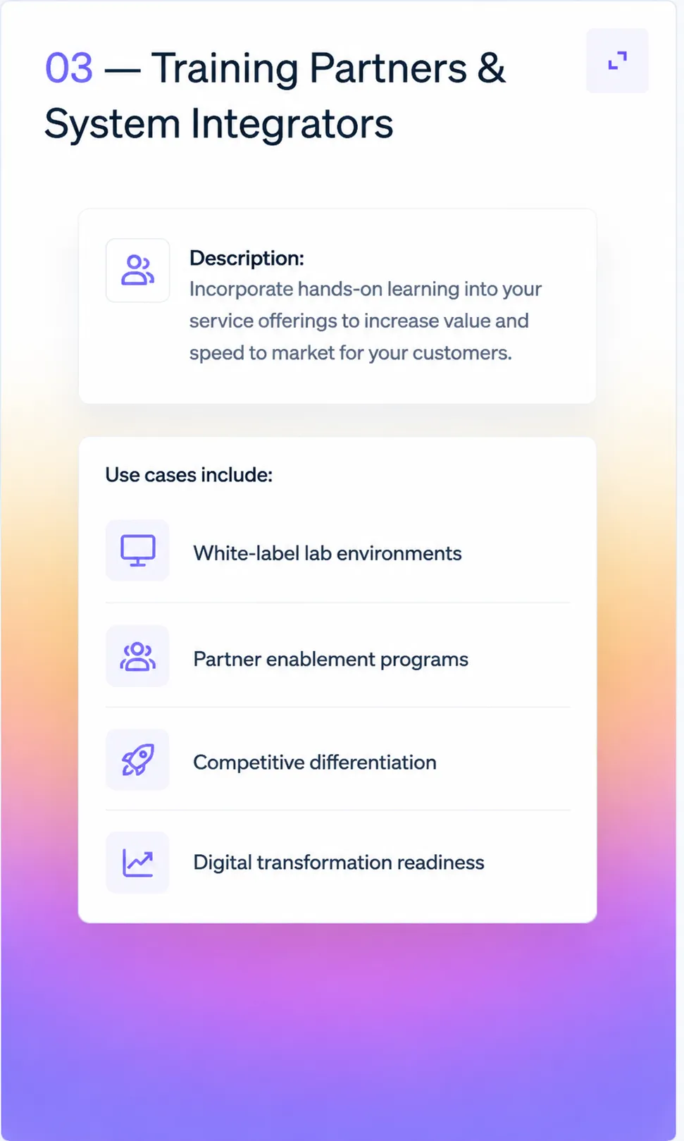 Learning courses dashboard