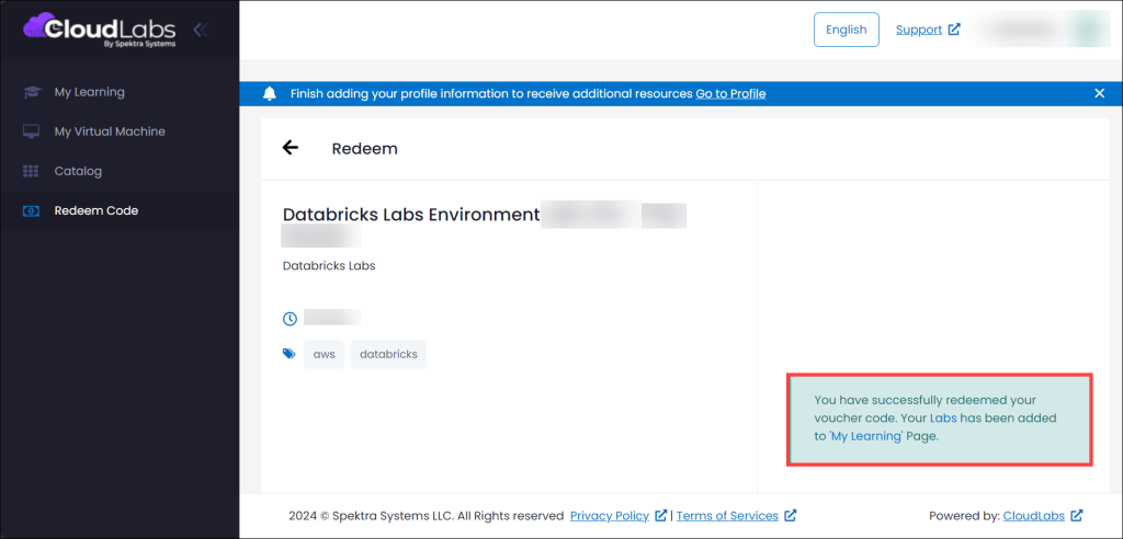 My Learning page showing the newly added labs
