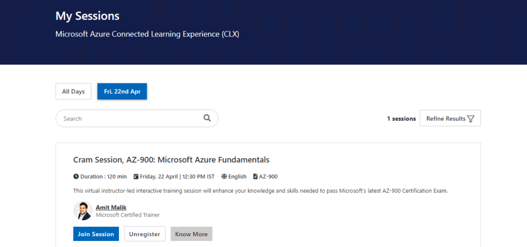 How to view registered sessions?