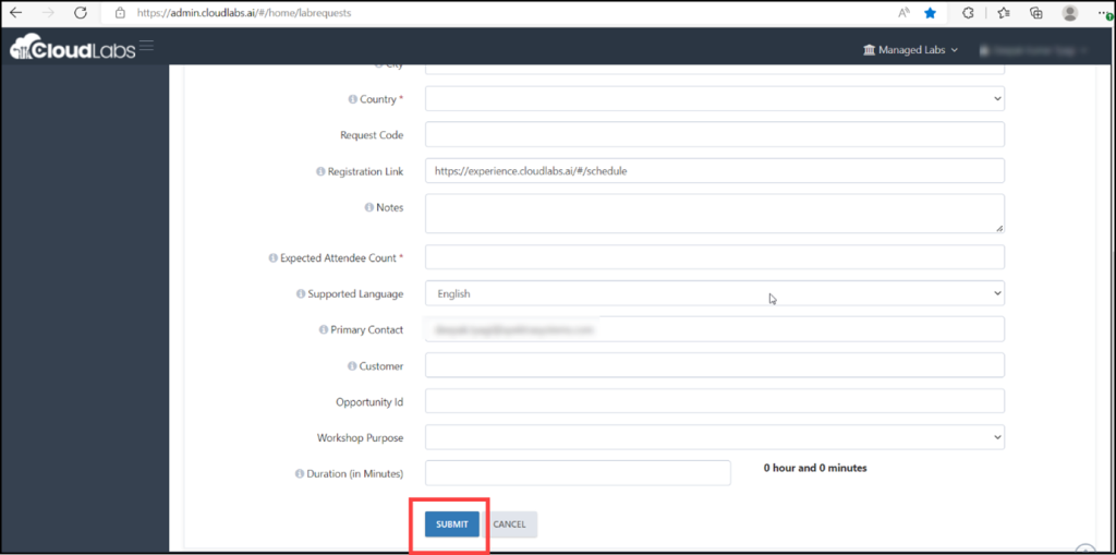 Step-2 Submit your Lab Request for Azure Pass-based labs