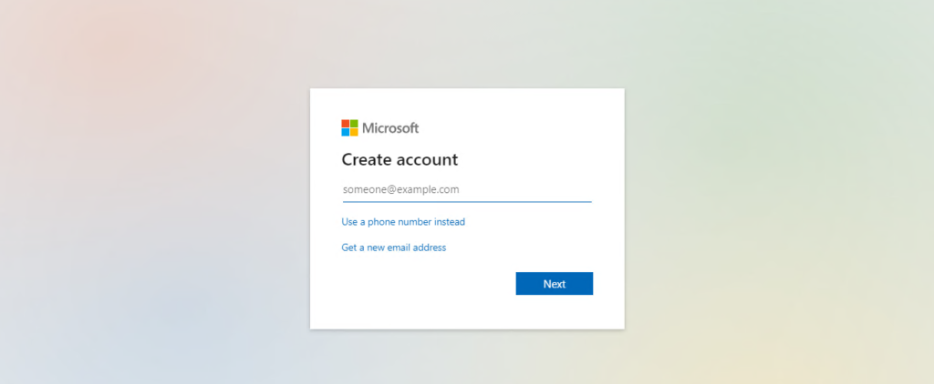 How to create a Microsoft account using any email id?