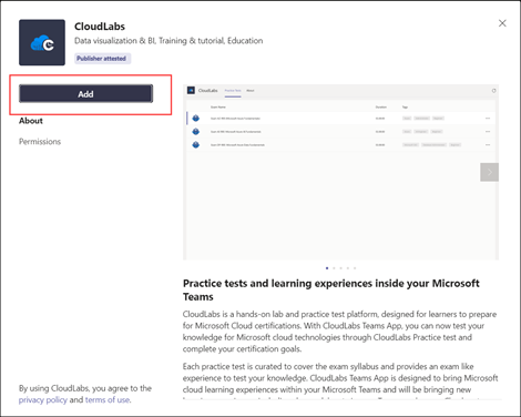 How to use CloudLabs Teams App